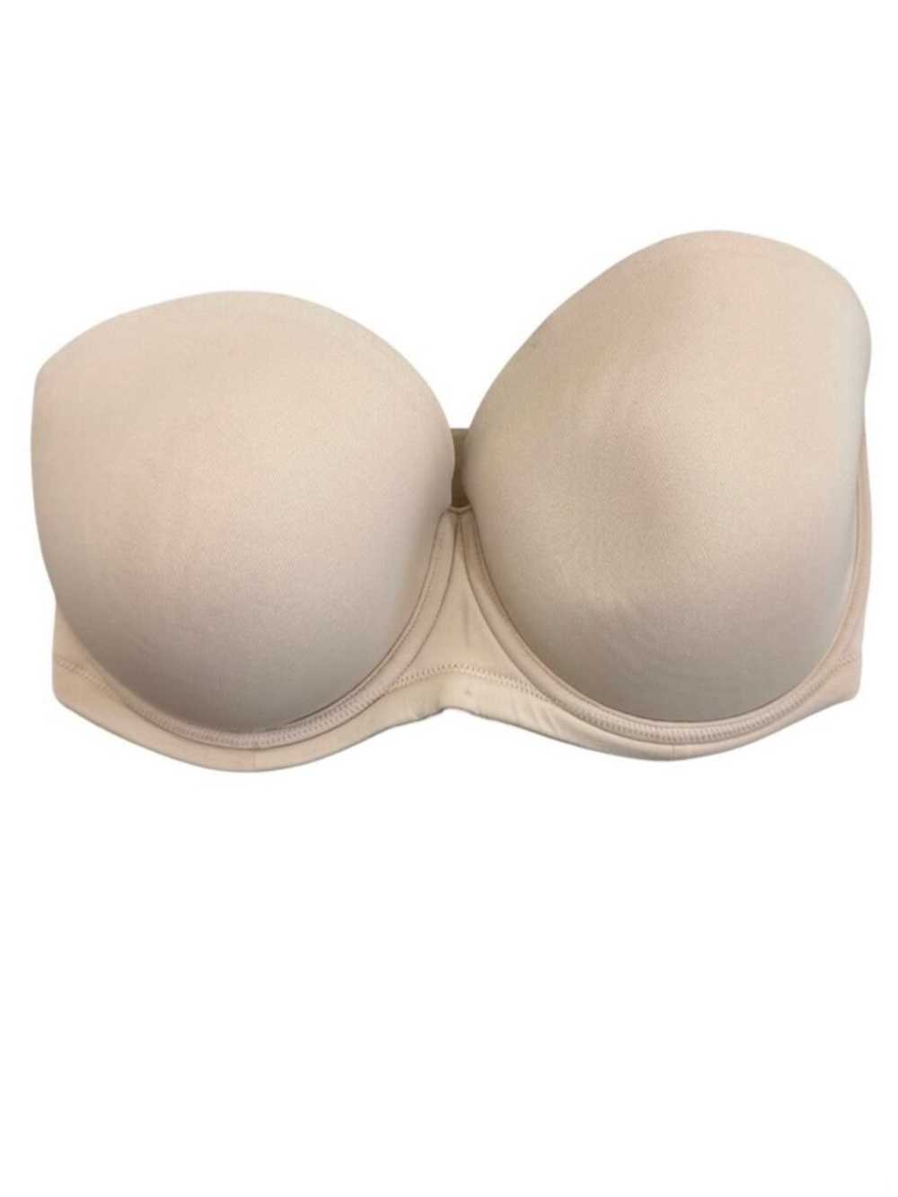 Wacoal Cream Nude Padded Red Carpet Strapless Pushup Bra Back Closure Size 34G